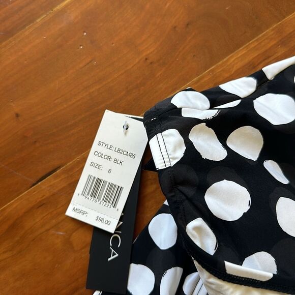 La Blanca black-and-white polkadot tankini top - Picture 2 of 2